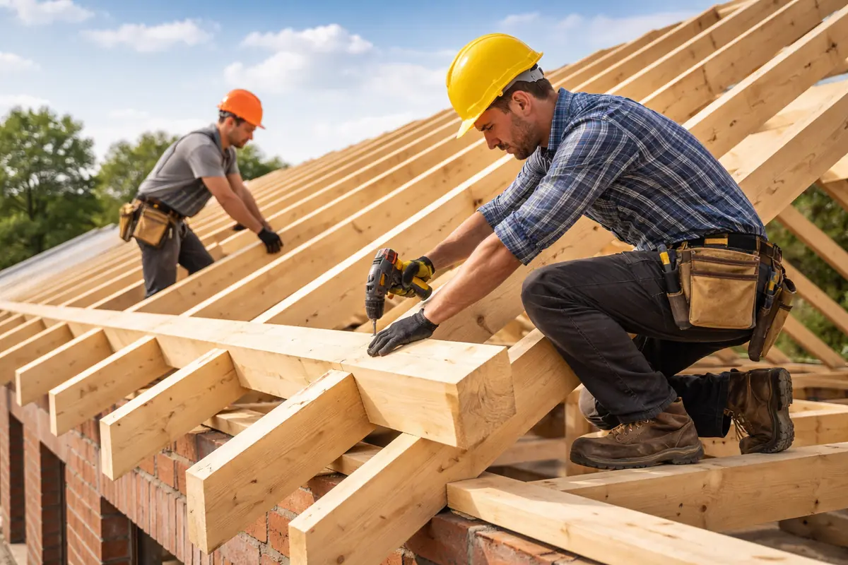 Tetőszerkezet építés szakszerű kivitelezéssel.